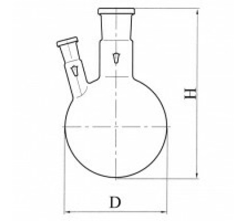 Колба круглодонная с двумя горловинами КГУ-2-1-2000-29/32-19/26